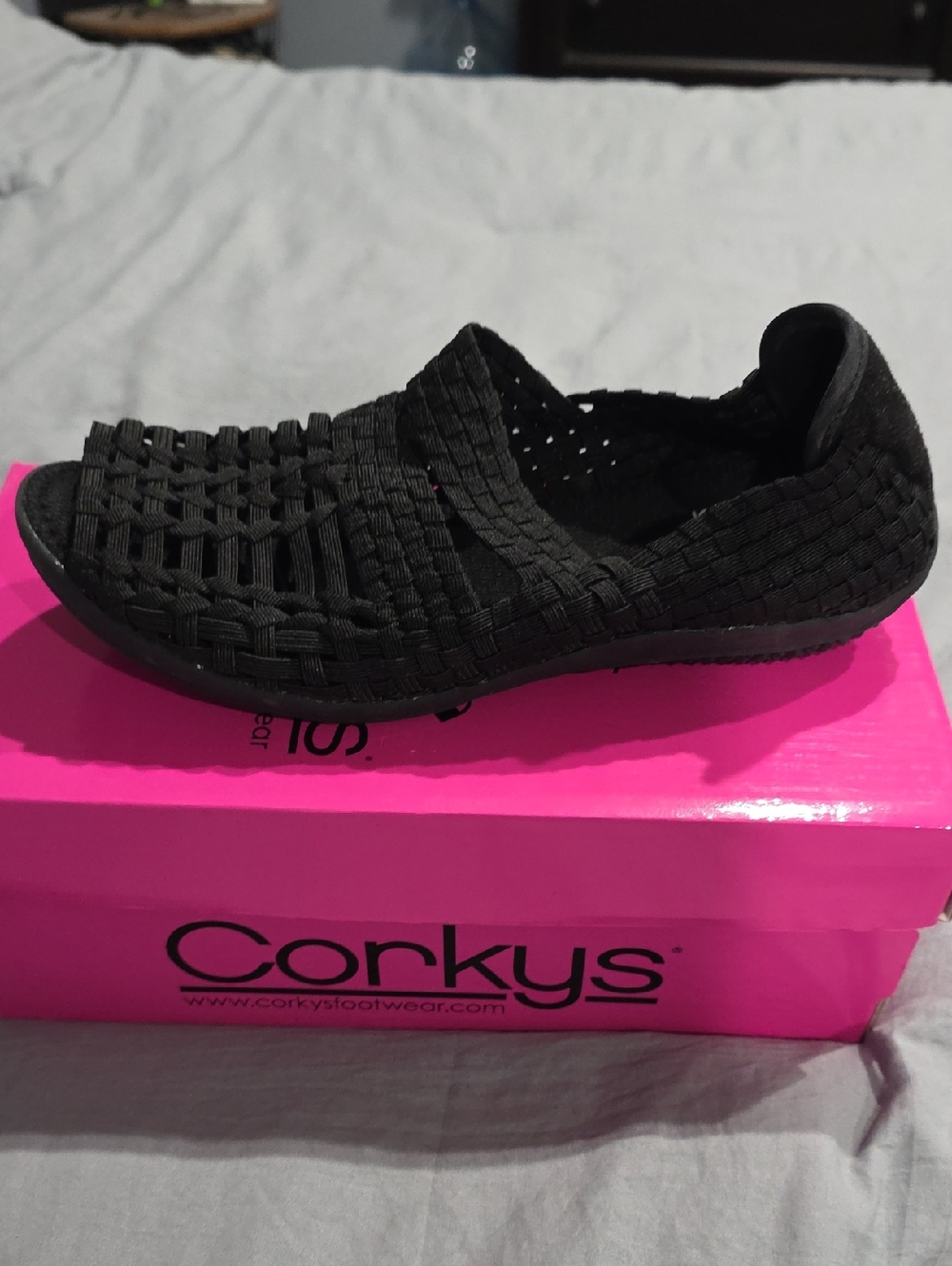 Corkys Black Woven Slip-On‎ Flat